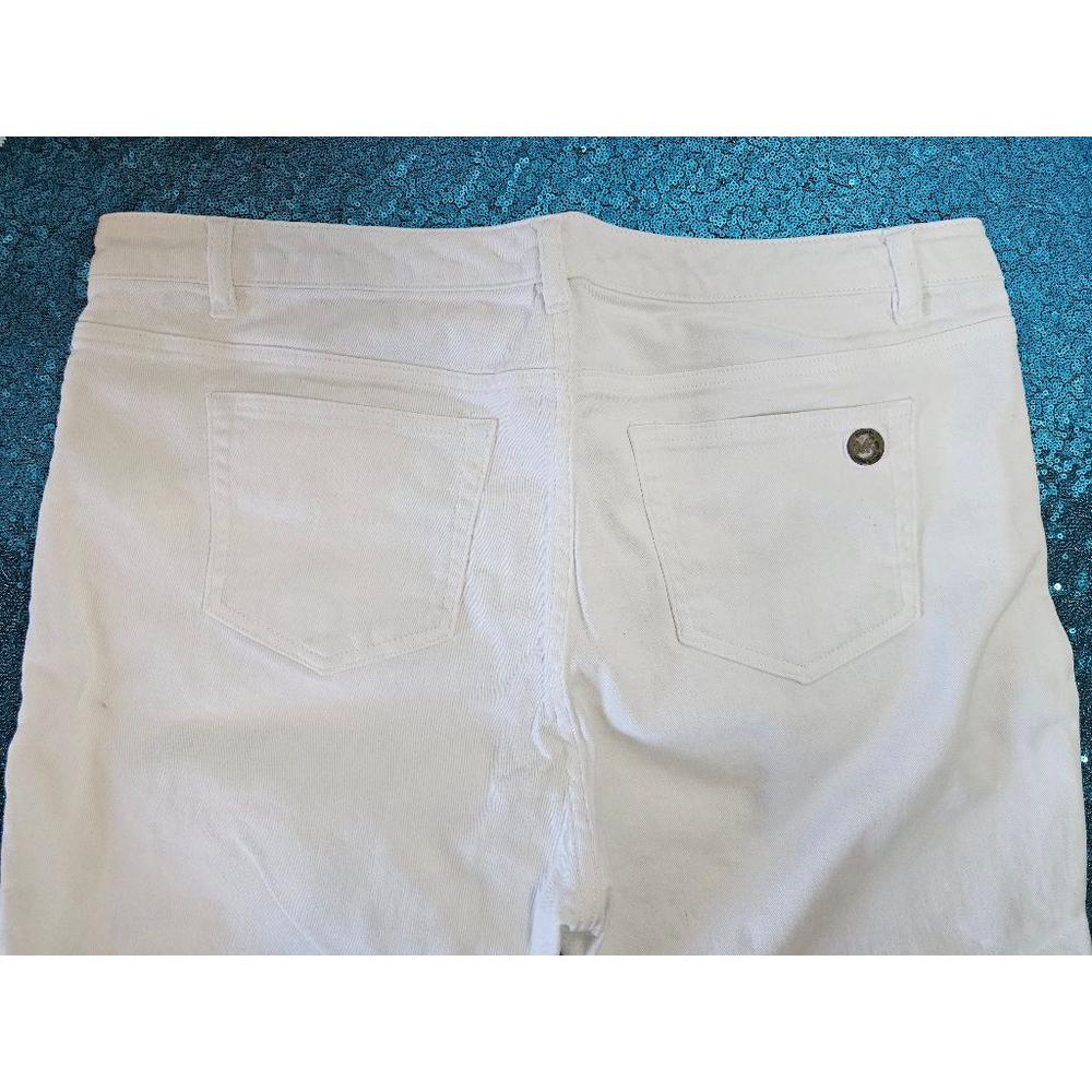 Michael Kors Cropped Skinny White Stretch Denim 16W Lightweight Logo SpringSumme - Picture 4 of 9